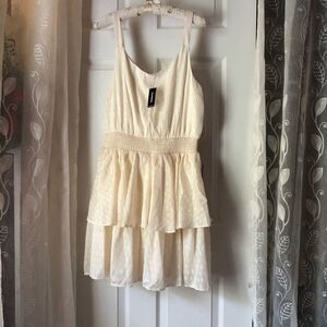 new Express tiered ruffle fit and flare mini dress, women size medium